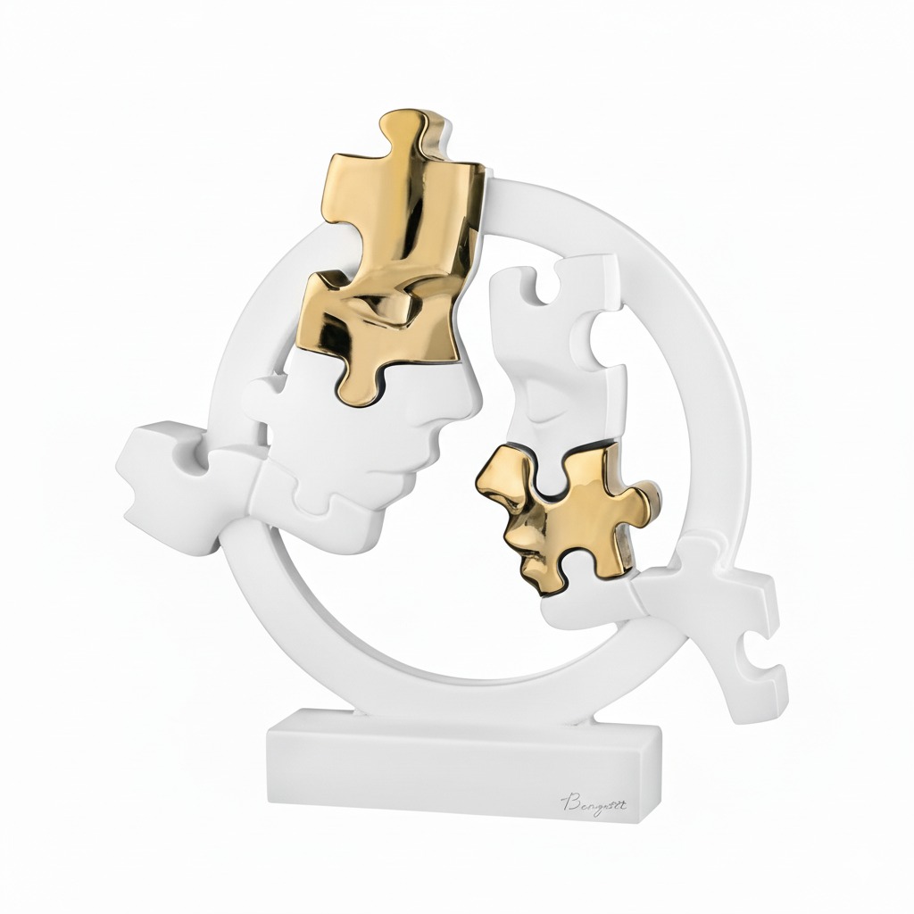 Scultura Visi Puzzle Oro