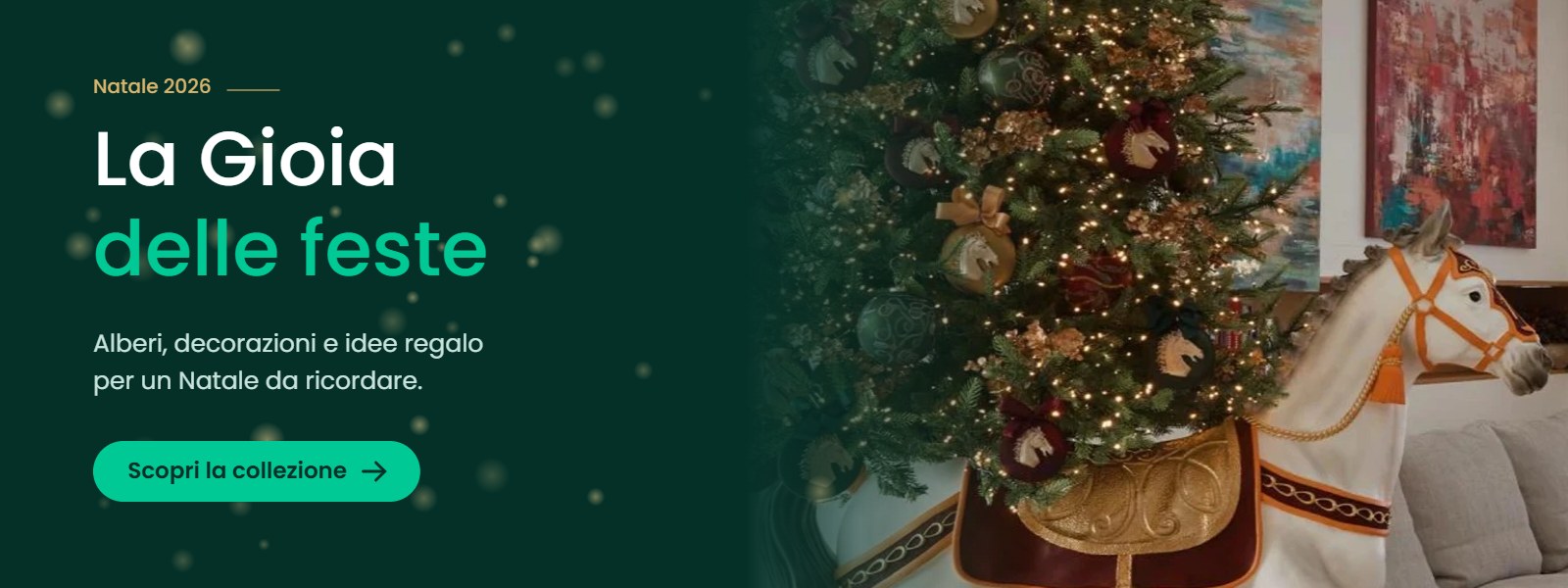 Natale 2026 Dadea: albero decorato e cavallo bianco, la nuova collezione di Natale